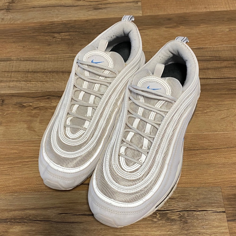 Nike Air Max 97 Mens White Light Blue Sneakers DJ3181-991 Size 11.5